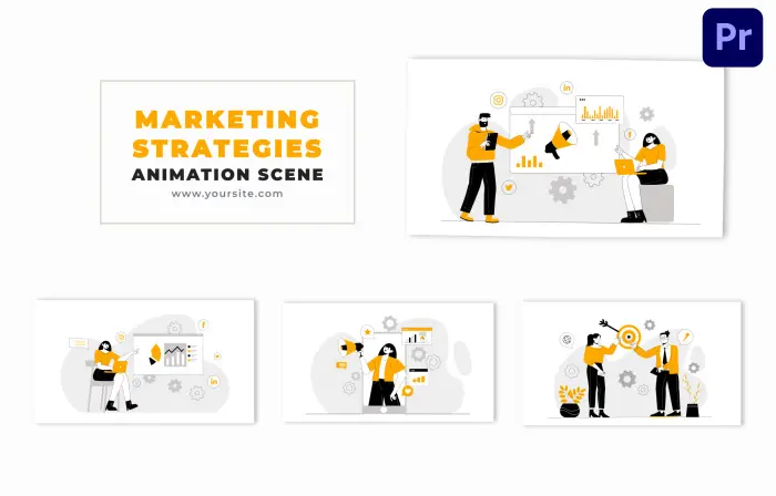 Digital Marketing Strategy Vector Character Animation Scene